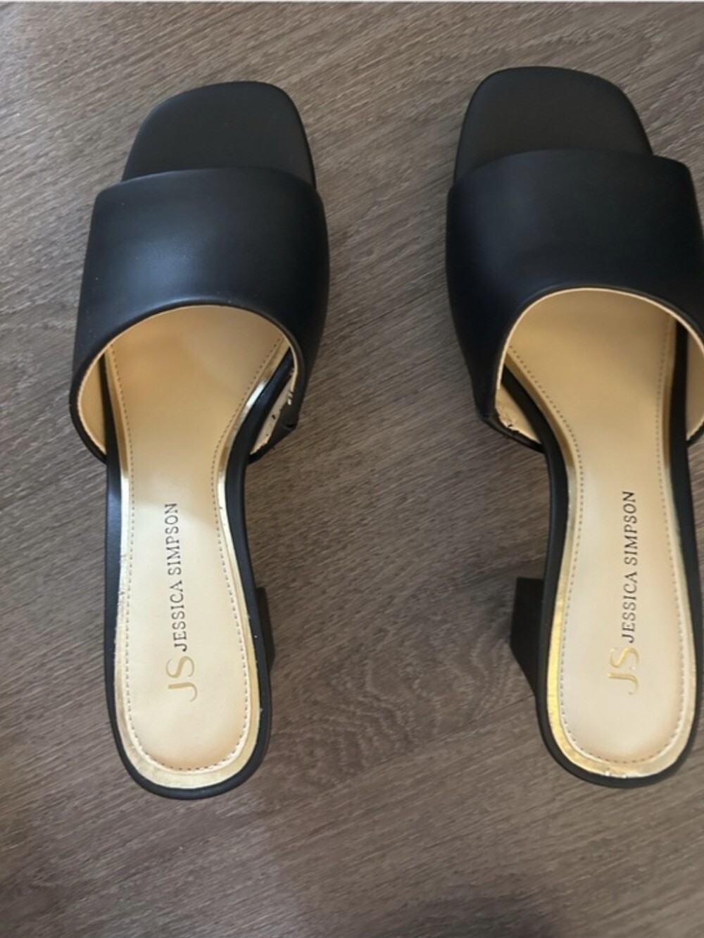 Jessica Simpson Black Slide Mules with Neutral Insole